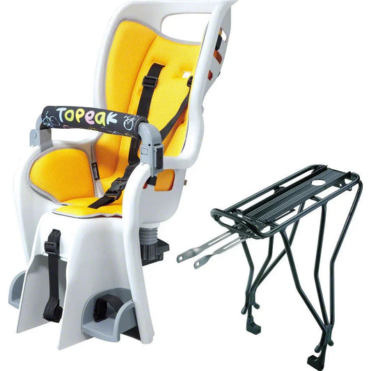 Topeak Baby Seat II Child Seat With Disc Compatible Rear Rack - Fits 29", MTX 2.0, Gray/Yellow - Child Carriers - Bicycle Warehouse