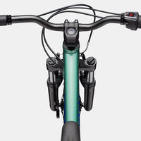Kids trail bicycle handlebar and front suspension control, teal frame