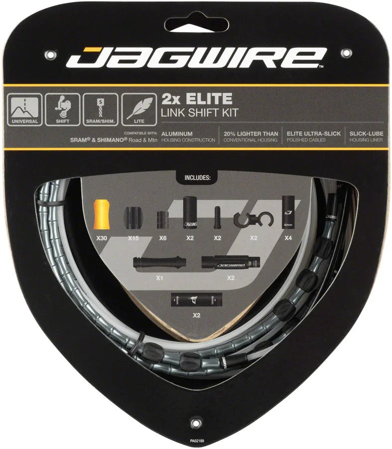 Jagwire 2x Elite Link Shift Cable Kit SRAM/Shimano Polished Ultra-Slick Cables - Bicycle Warehouse