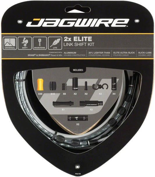 Jagwire 2x Elite Link Shift Cable Kit SRAM/Shimano Polished Ultra-Slick Cables - Bicycle Warehouse