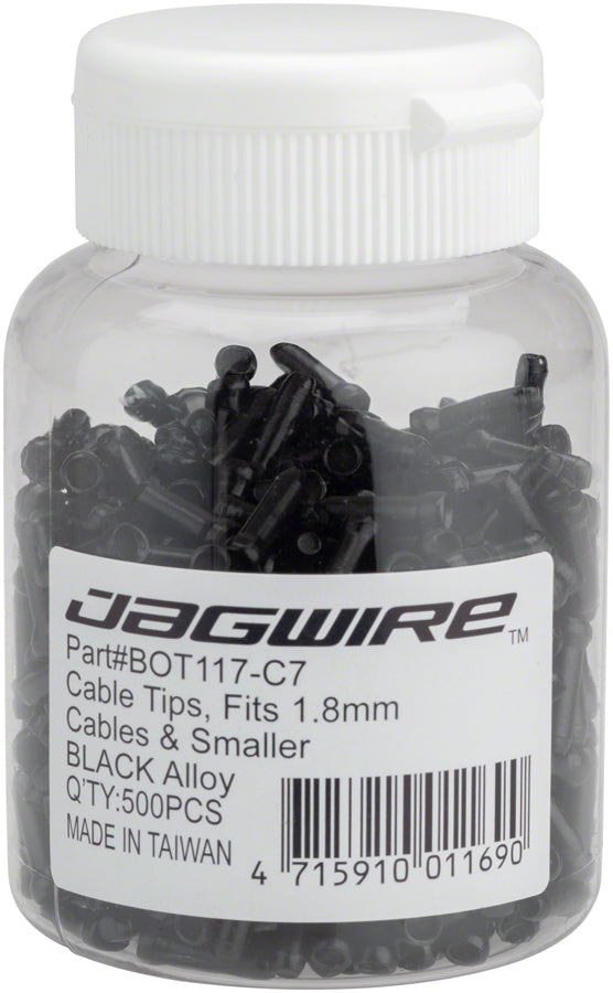 Jagwire 1.8mm Cable End Crimps Black Bottle/500 - Bicycle Warehouse