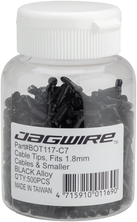Jagwire 1.8mm Cable End Crimps Black Bottle/500 - Bicycle Warehouse