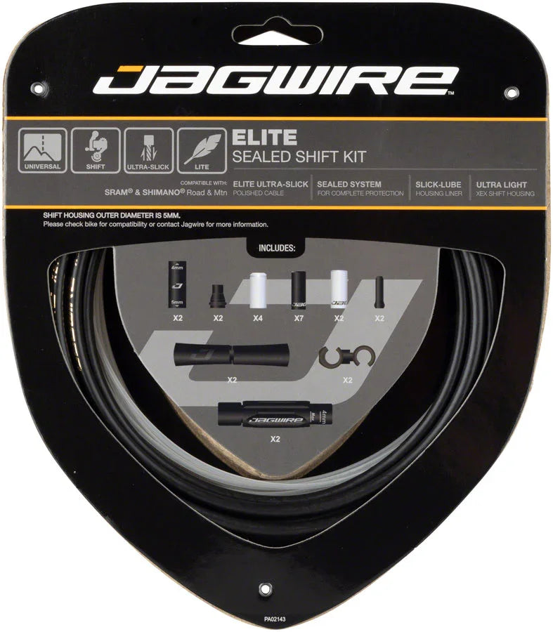 Elite Sealed Shift Cable Kit - SRAM/Shimano Ultra-Slick Uncoated Cables BLK - Bicycle Warehouse