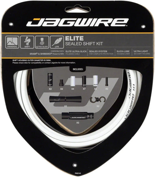 Elite Sealed Shift Cable Kit - SRAM/Shimano Ultra-Slick Uncoated Cables White - Bicycle Warehouse