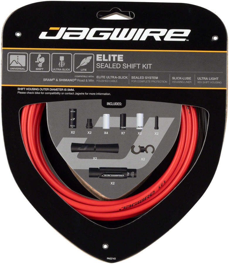 Elite Sealed Shift Cable Kit - SRAM/Shimano Ultra-Slick Uncoated Cables Red - Bicycle Warehouse