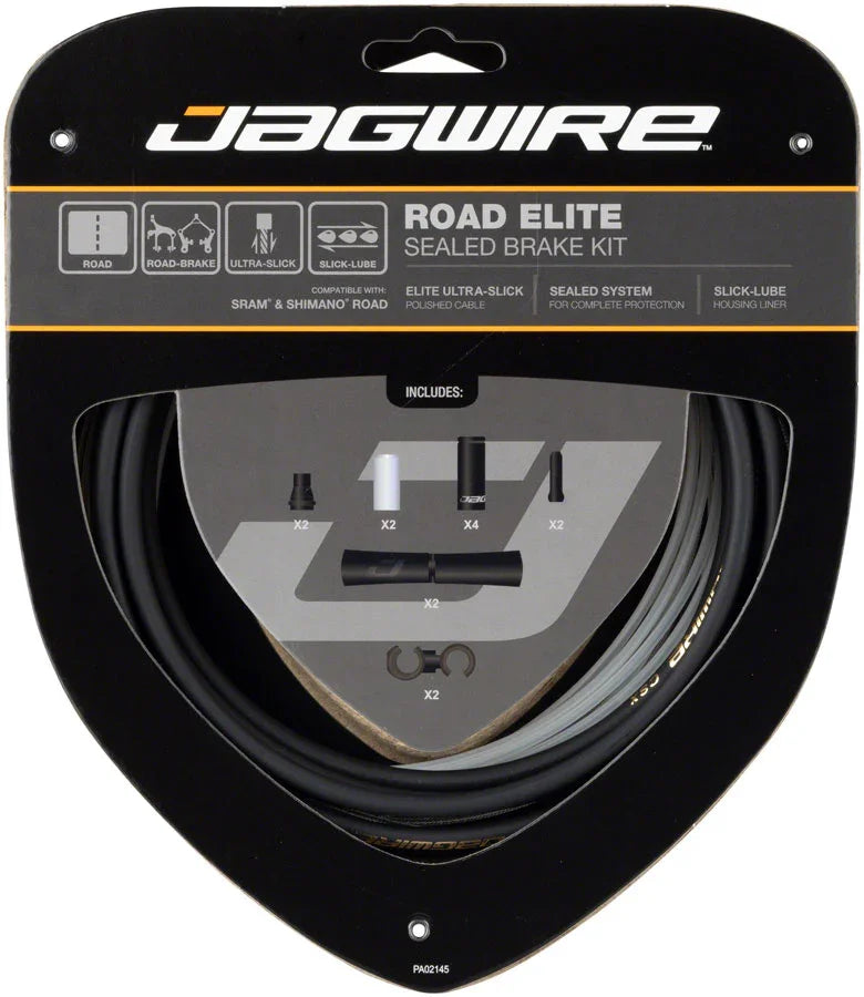 Road Elite Sealed Brake Cable Kit - SRAM/Shimano Ultra-Slick Uncoated Cables BLK - Bicycle Warehouse