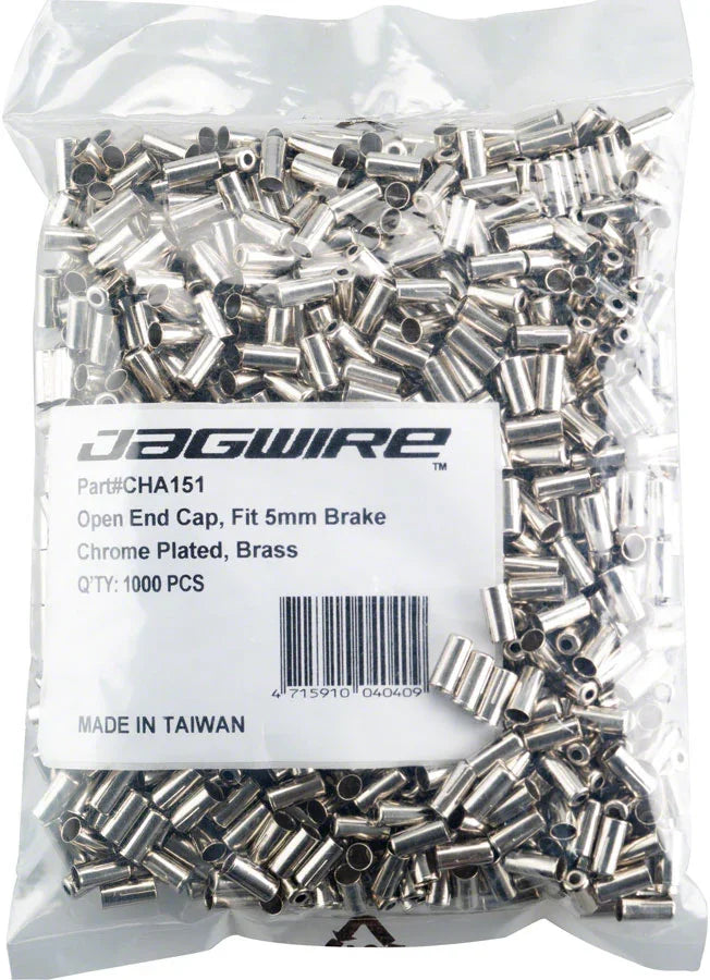 Jagwire 5mm Open Pre-Crimped End Caps Refill Bag of 1000 Chrome Plated - Bicycle Warehouse