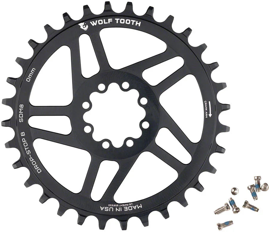 Direct Mount Chainring - 36t SRAM Direct Mount Drop-Stop B For SRAM 8-Bolt Cranksets 0mm Offset BLK - Bicycle Warehouse