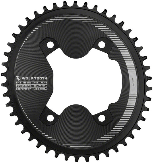 Elliptical Aero 110 Asymmetric BCD Chainring - 46t 110 Asymmetric BCD 4-Bolt Drop-Stop ST For Shimano GRX 800 Series BLK - Bicycle Warehouse