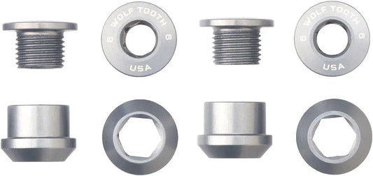 Wolf Tooth 1x Chainring Bolt Set - 6mm Dual Hex Fittings Set/4 Raw Silver - Bicycle Warehouse