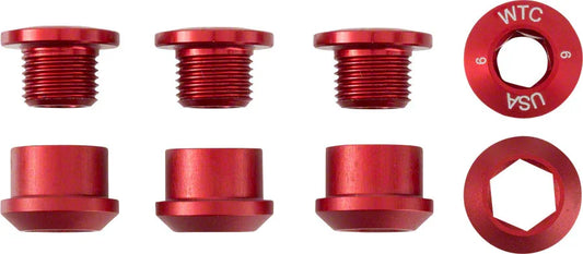 Wolf Tooth 1x Chainring Bolt Set - 6mm Dual Hex Fittings Set/4 Red - Bicycle Warehouse