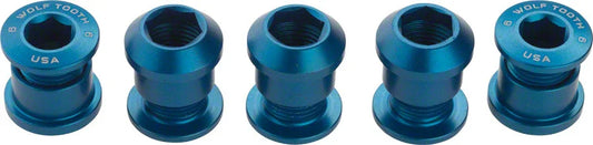 Wolf Tooth 1x Chainring Bolt Set - 6mm Dual Hex Fittings Set/5 Blue - Bicycle Warehouse