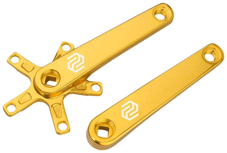 SQ-1 Crank Arm Set - 140mm Square Taper JIS Spindle Interface 110mm BCD Gold - Bicycle Warehouse