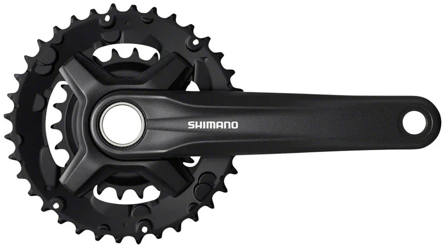 FC-MT210-2 Crankset - 175mm 9-Speed 46/30t 48.8mm Chainline Riveted BLK - Bicycle Warehouse