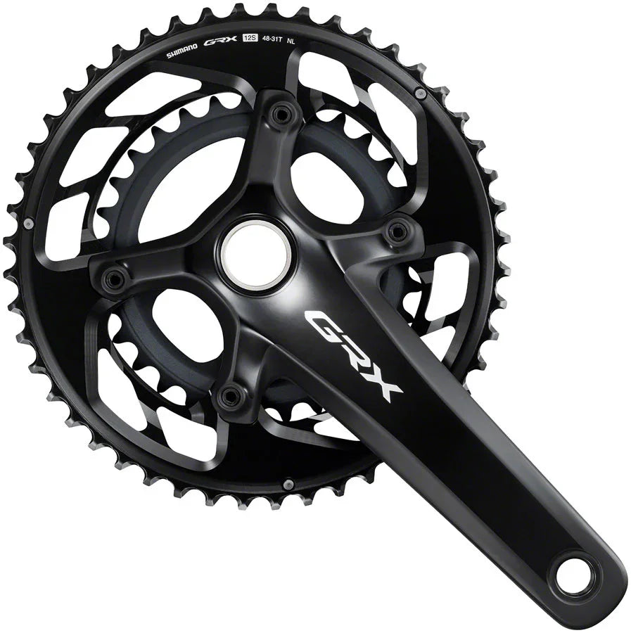 GRX FC-RX820-2 Crankset - 172.5mm 12-Speed 48/31t 110/80 BCD Hollowtech II BLK - Bicycle Warehouse