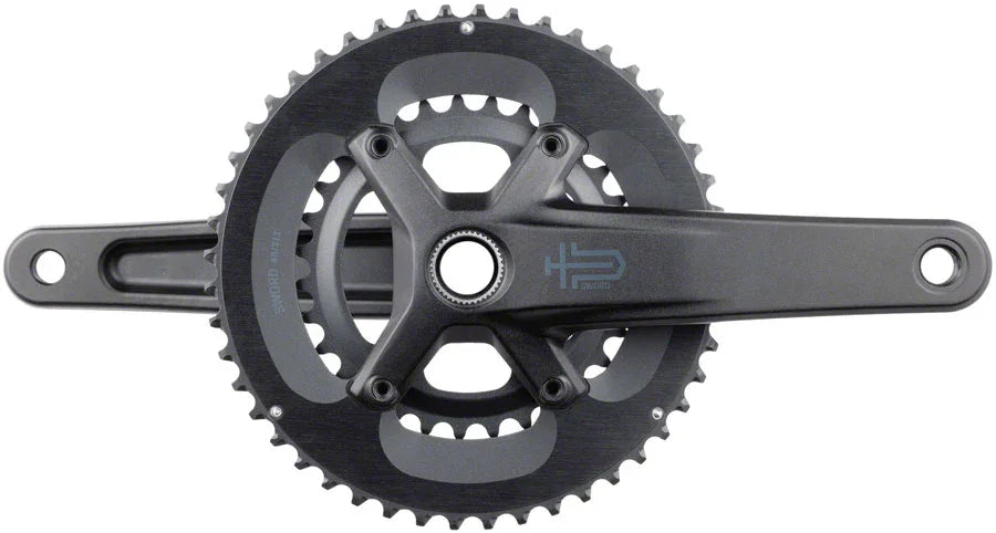 Sword 2x Crankset - 170mm 10-Speed 48/31t 110 Asym BCD 24mm Spindle BLK - Bicycle Warehouse