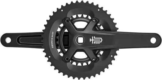 Sword BLK 2x Crankset - 165mm 9-Speed 46/29t 110/80 Asym BCD JIS Square Taper Spindle Interface BLK - Bicycle Warehouse