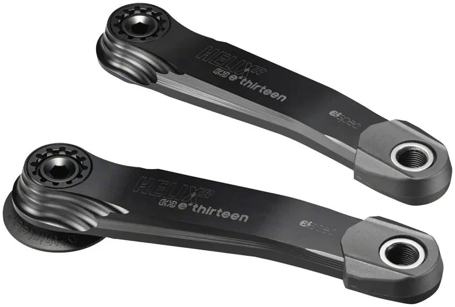 e*thirteen Helix Race Alloy e*spec Crank Arm Set - DUB 12mm Offset 165mm Self Extractor BLK - Bicycle Warehouse