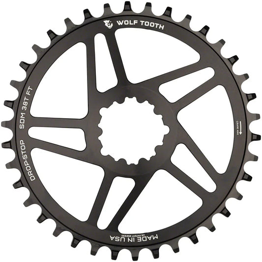Direct Mount Chainring - 38t SRAM Direct Mount For SRAM 3-Bolt 6mm Offset Drop-Stop B Flattop Compatible BLK - Bicycle Warehouse