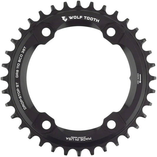 Shimano 110 Asymmetric BCD Chainring - 36t 110 Asymmetric BCD 4-Bolt Drop-Stop ST For Shimano GRX Cranks BLK - Bicycle Warehouse