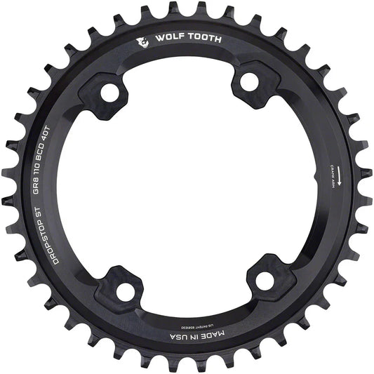 Shimano 110 Asymmetric BCD Chainring - 40t 110 Asymmetric BCD 4-Bolt Drop-Stop ST For Shimano GRX Cranks BLK - Bicycle Warehouse