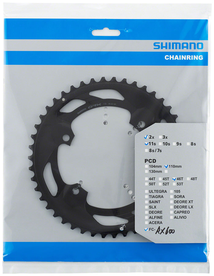 FC-RX600-11 Chainring - 46t 110 BCD For 2x11 Black - Bicycle Warehouse