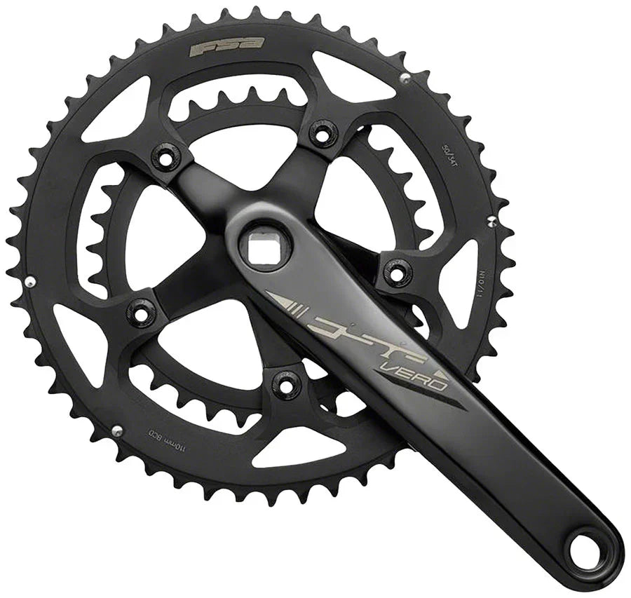 Full Speed Ahead Vero Compact 2x Crankset - 170mm 9-Speed 50/34t 5-Bolt 110 BCD JIS Spindle Interface N11 BLK - Bicycle Warehouse