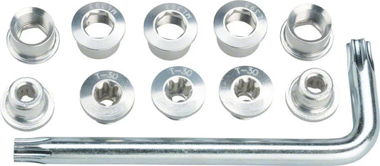 Full Speed Ahead Torx T-30 Alloy Double Chainring Nut/Bolt Set tool Silver - Bicycle Warehouse