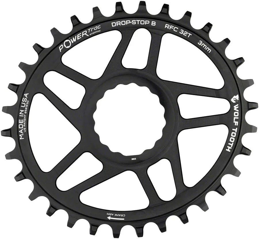 Elliptical Direct Mount Chainring - 32t RaceFace/Easton CINCH Direct Mount Drop-Stop B For Boost Cranks 3mm Offset BLK - Bicycle Warehouse