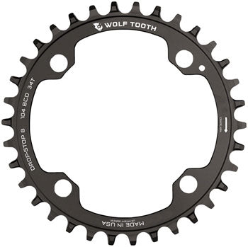 Quality Wolf Tooth 104 BCD Chainring - 34t, 104 BCD, 4-Bolt, Drop-Stop B, Black - Chainrings - Bicycle Warehouse