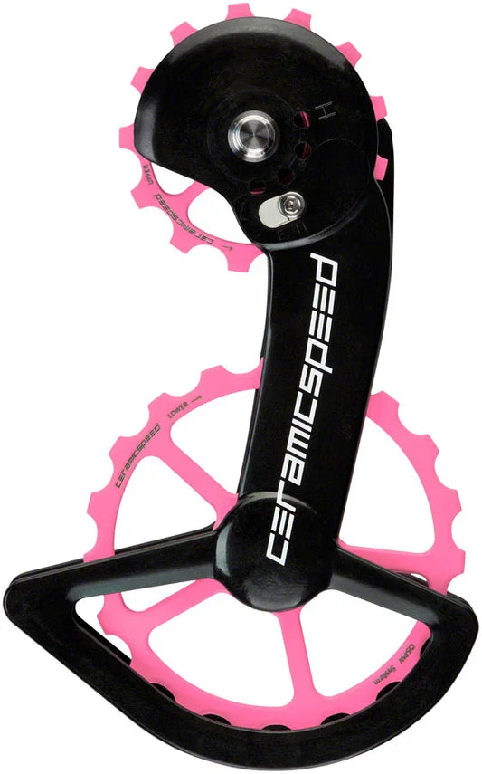 OSPW X Pulley Wheel System Shimano GRX/RX 2x11 - Coated Races Alloy Pulley Carbon Cage Pink Cerakote - Bicycle Warehouse
