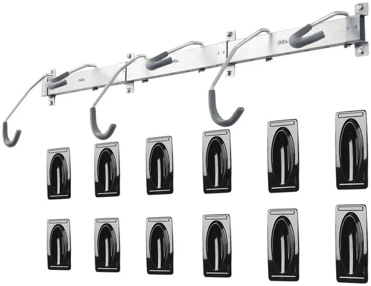 Delta Heavy Duty Track Rack Wall Mount Bike Rack - 6-Bike Silver - Bicycle Warehouse