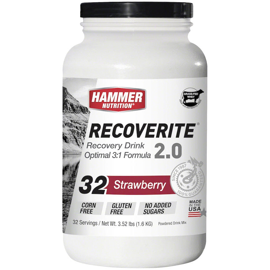 Hammer Nutrition Recoverite 2.0 Recovery Drink - Strawberry, 32 Serving Canister - Nutrition - Bicycle Warehouse