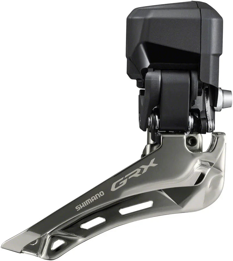 GRX FD-RX825 Di2 Front Derailleur - 2x12-Speed Braze-on Down Swing For 46-48t Max BLK/Silver - Bicycle Warehouse