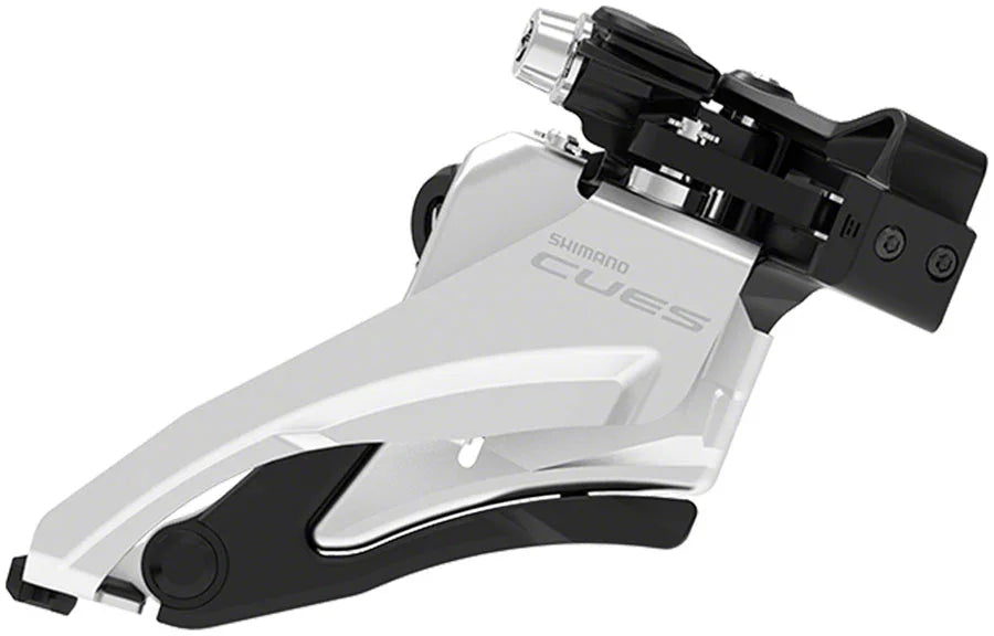 CUES FD-U4000-M Front Derailleur - 9/10-Speed Double Side Swing Mid Clamp Mount 36/40t Max BLK/Silver - Bicycle Warehouse