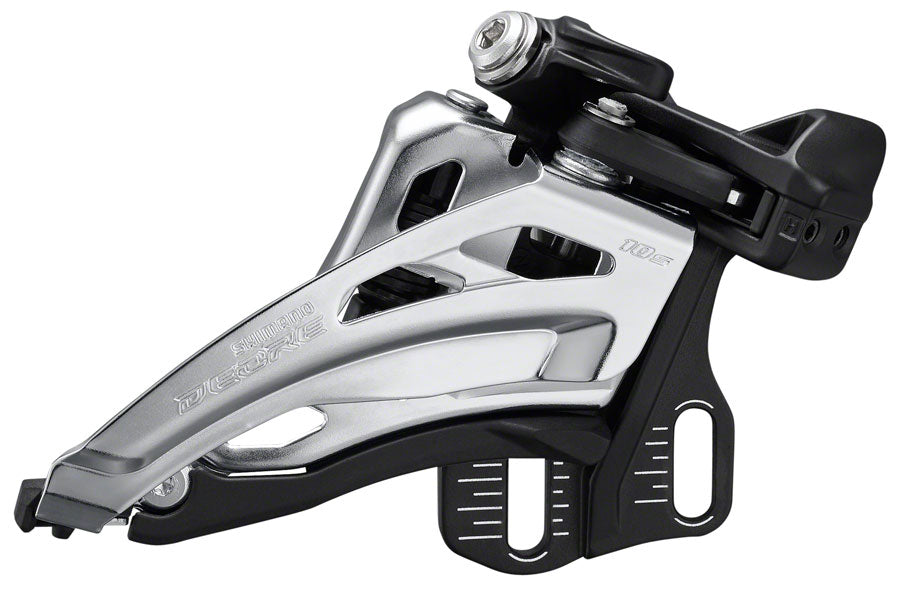 Deore FD-M4100-E Front Derailleur - 10-Speed Double Side Swing Front Pull E-Type Mount Silver/BLK - Bicycle Warehouse