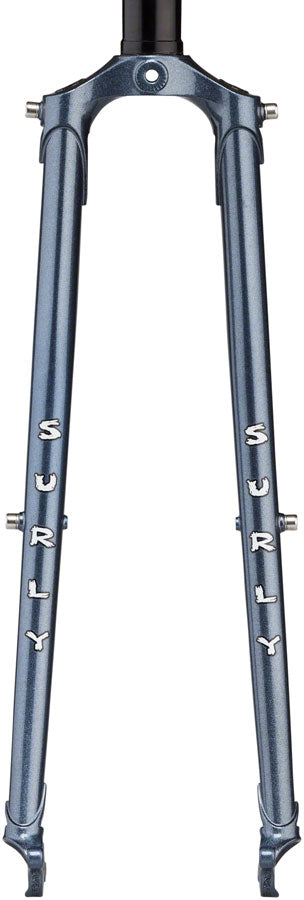Surly Straggler Fork - 700c QRx100mm 1-1/8" Straight Steerer 400mm Axle To Crown Steel Cold Steel Blue - Bicycle Warehouse