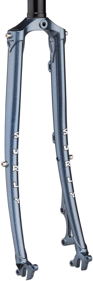 Surly Straggler Fork - 700c QRx100mm 1-1/8" Straight Steerer 400mm Axle To Crown Steel Cold Steel Blue - Bicycle Warehouse