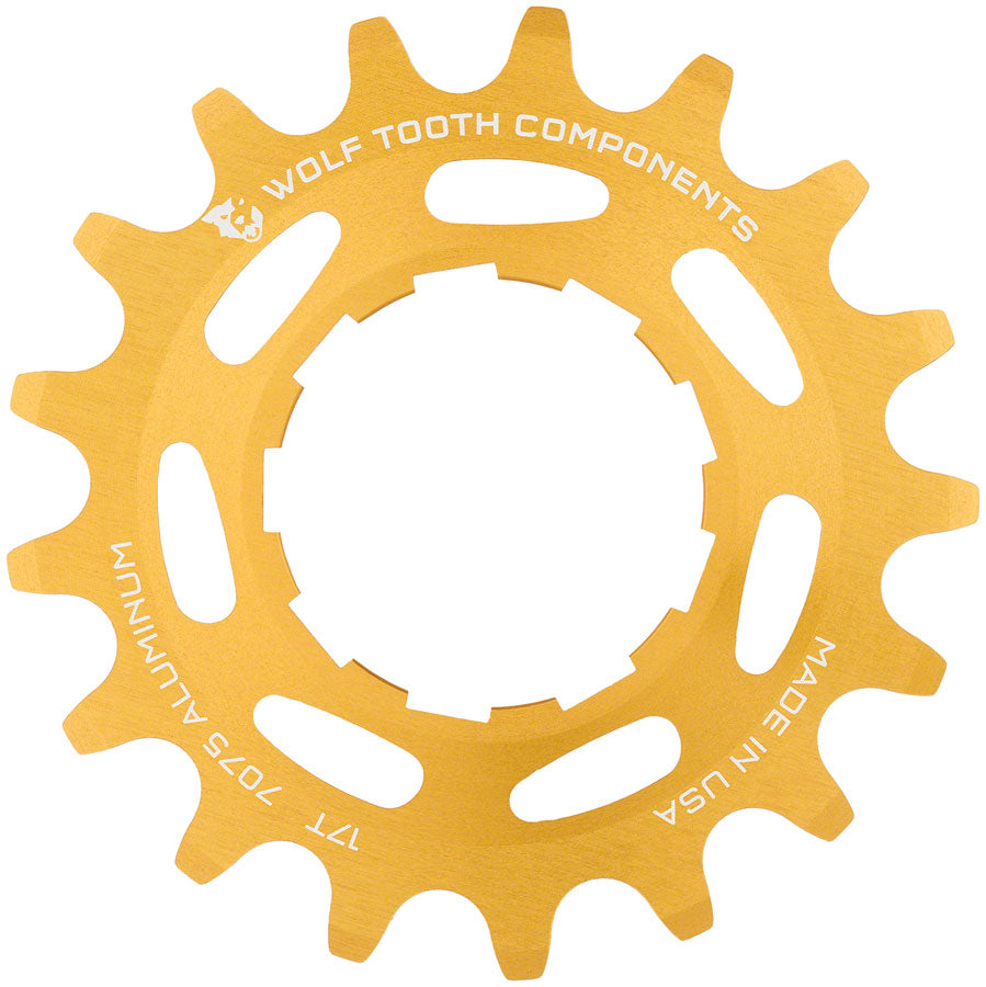 Single Speed Aluminum Cog - 17t Compatible with 3/32" Chains Gold - Bicycle Warehouse