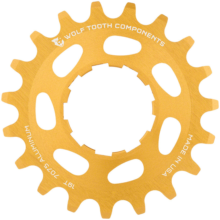 Single Speed Aluminum Cog - 19t Compatible with 3/32" Chains Gold - Bicycle Warehouse