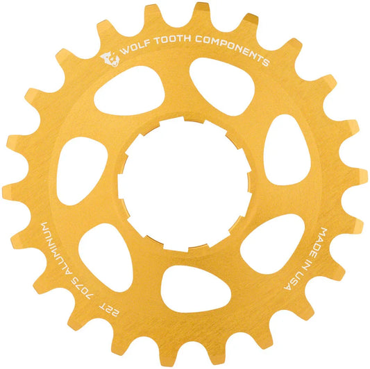 Single Speed Aluminum Cog - 22t Compatible with 3/32" Chains Gold - Bicycle Warehouse