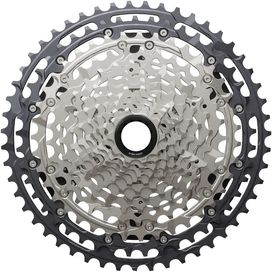 Shimano Deore XT CS-M8200-12 Cassette - 12-Speed 10-51t Hyperglide+ Micro Spline Gray/Silver - Bicycle Warehouse