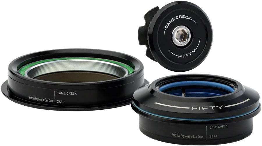 Cane Creek 50 Headset - ZS44/28.6/H8 Upper | ZS56/30 Lower Tapered Black - Bicycle Warehouse