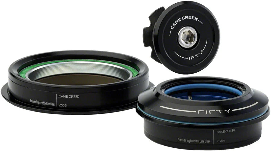 Cane Creek 50 Headset - ZS44/28.6/H8 Upper | ZS56/30 Lower Tapered Black - Bicycle Warehouse