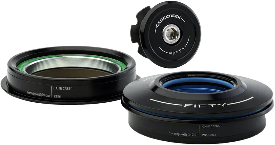 Cane Creek 50 Headset - ZS56/28.6/H8 Upper | ZS56/40 Lower Tapered Black - Bicycle Warehouse