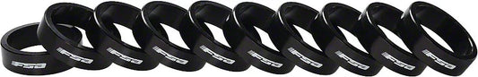 Full Speed Ahead Bag of 10 1-1/8"x10mm Headset Spacers Black Alloy with Logo - Bicycle Warehouse