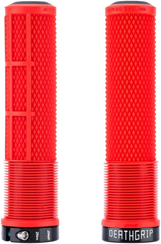 DeathGrip 2 Flangeless Grips - Thick Lock-On Red - Bicycle Warehouse