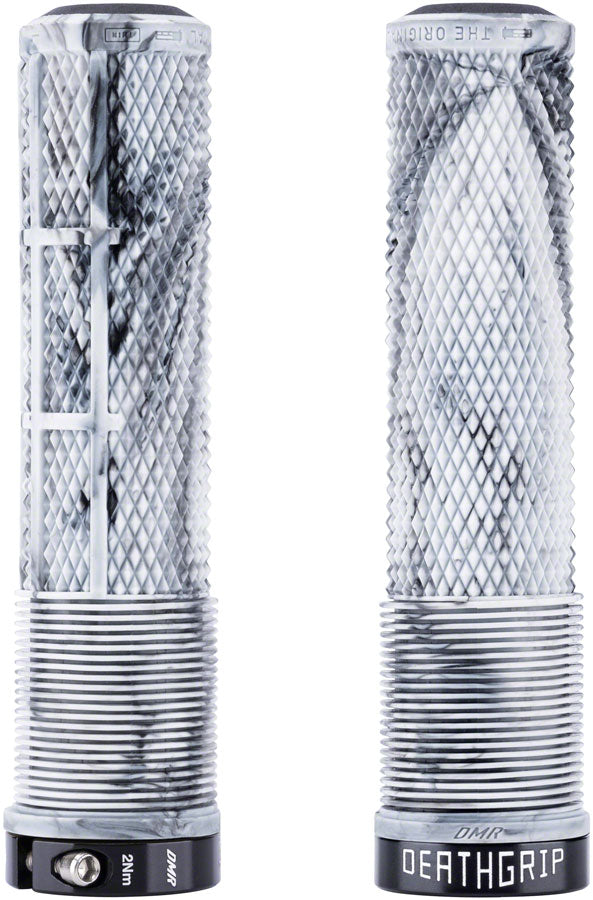 DeathGrip 2 Flangeless Grips - Thin Lock-On Snow Camo - Bicycle Warehouse