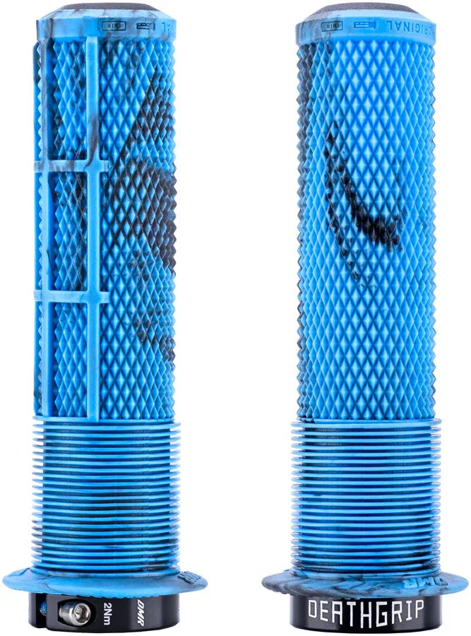 DeathGrip 2 Flanged Grips - Thin Lock-On Blue Mable - Bicycle Warehouse