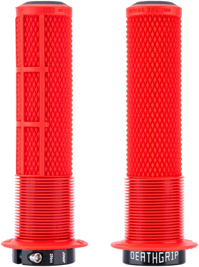 DeathGrip 2 Flanged Grips - Thin Lock-On Red - Bicycle Warehouse